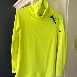 Nike High-Visibility Neon Yellow Funnel Neck Sweatshirt with Navy Accent